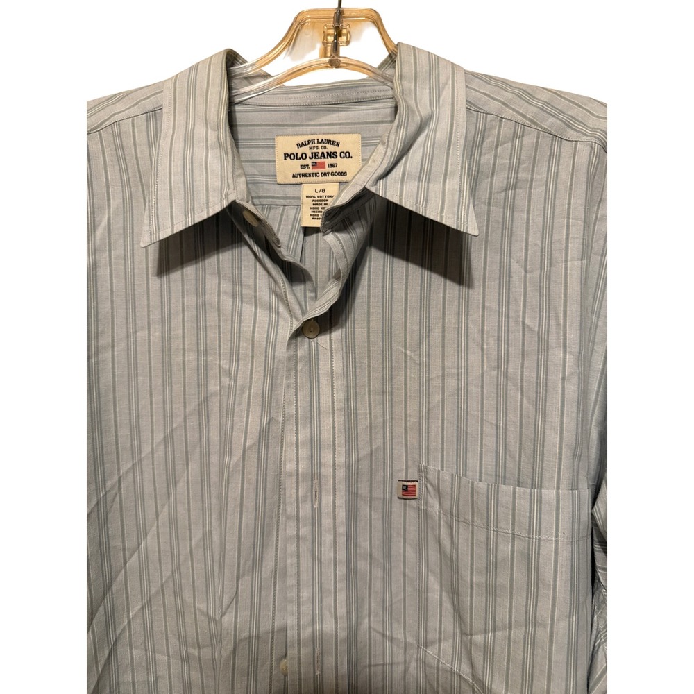Ralph Lauren Polo Jeans Co Mens LG Striped Button Down Shirt Long Sleeve Cotton